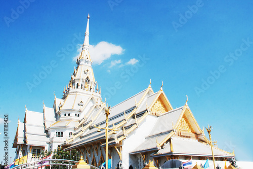 white temple at Wat Sothorn temple, Thailand photo