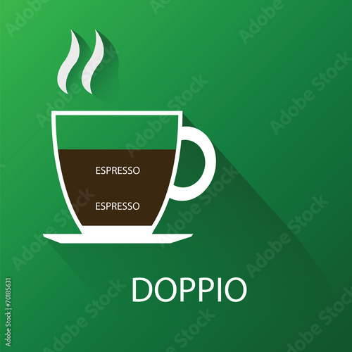 Type of coffee doppio coffee. Vector illustration