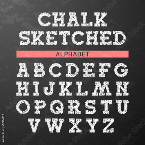 Chalk sketched font, alphabet