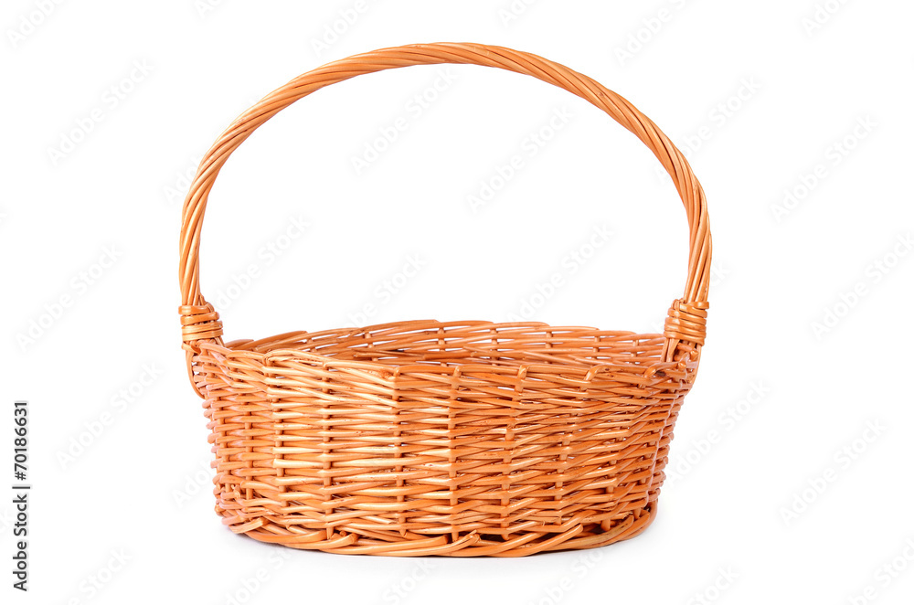 Empty wicker basket isolated on white background Empty wicker basket isolated on white background