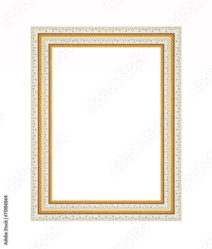 Picture frame carved wood frame Isolated on white background.