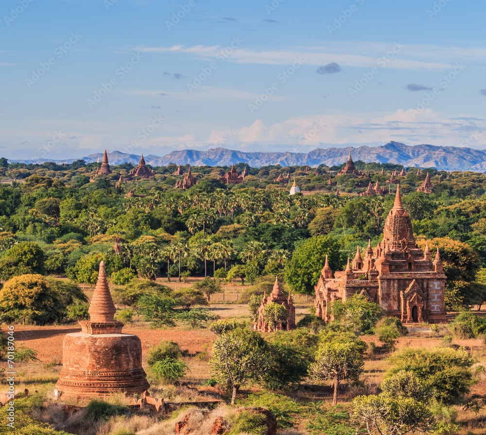 Pagoda view in Bagan where has a few thousand of pagoda, Myanmar