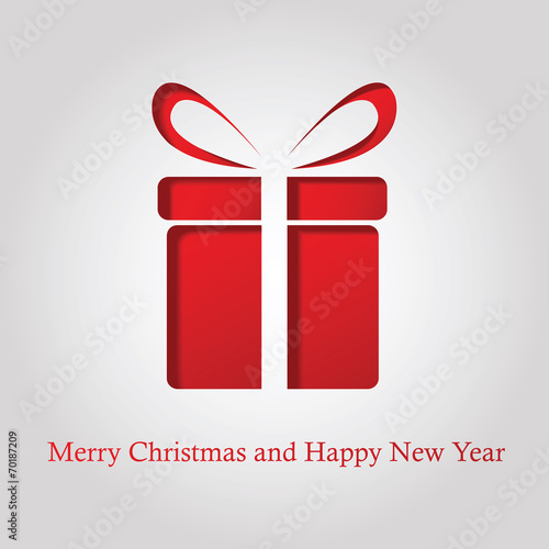 Cut out gift box card. Merry Christmas card. vector illustration