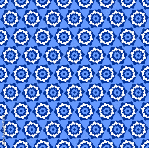 Seamless hexagons blue pattern.