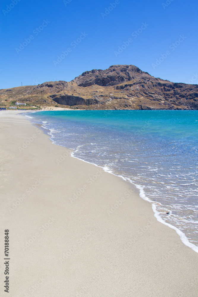 coast line of beach with blue transparent water on Crete island