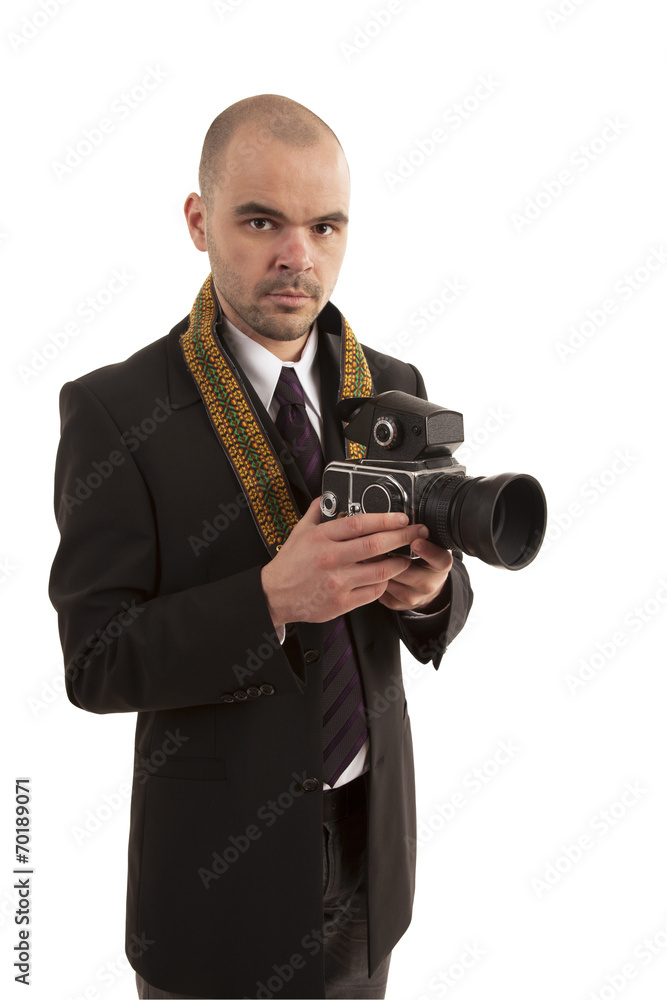 Fototapeta premium Man holding slr camera