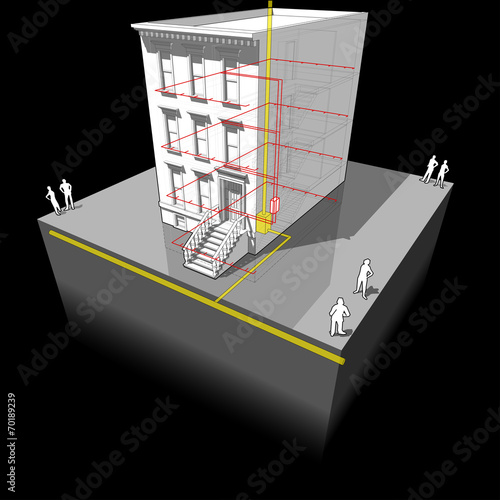 Townhouse+gas micro heat and power generator diagram photo