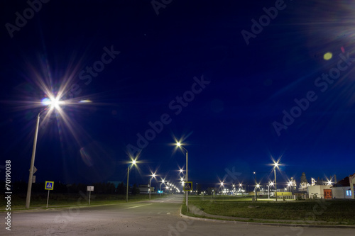 Road near the factory at night.