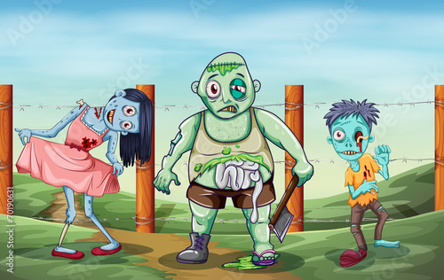 Three scary zombies