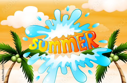 A summer artwork with coconut trees