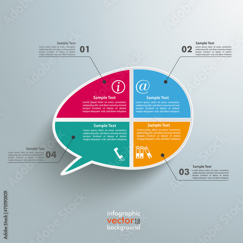 Colored Bevel Speech Bubble 4 Options