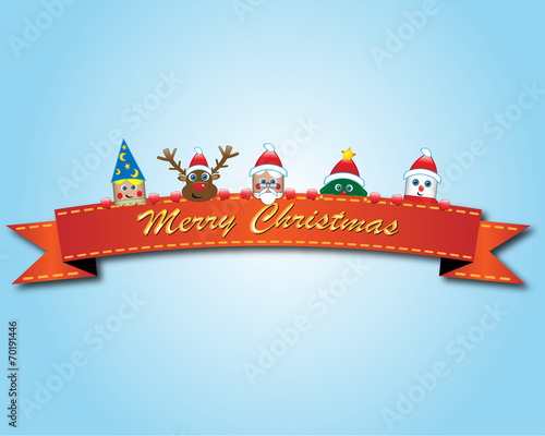 Banner with Santa Claus, the elves and rudolf