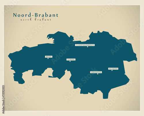 Moderne Landkarte - Noord-Brabant NL
