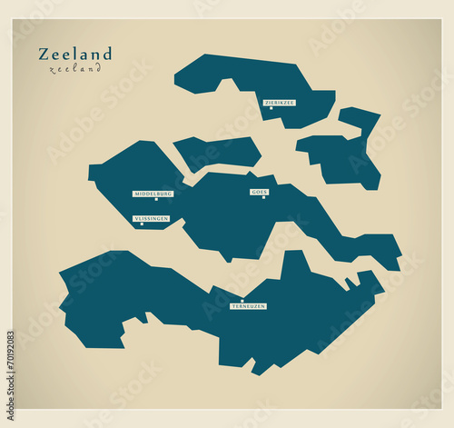 Moderne Landkarte - Zeeland NL