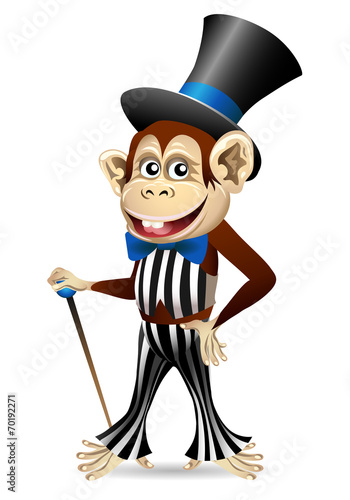 Cheerful monkey in dandy clothes