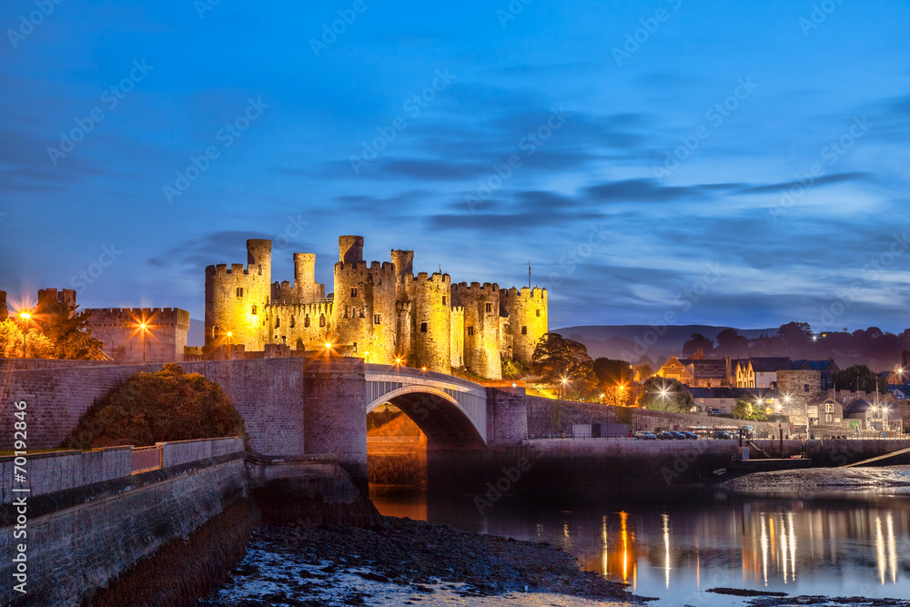 Conwy Castle in Wales, United Kingdom, series of Walesh castles