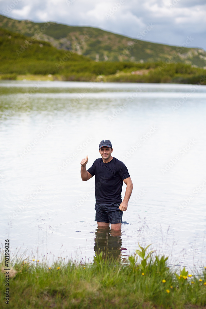 Hiker by the lakeside