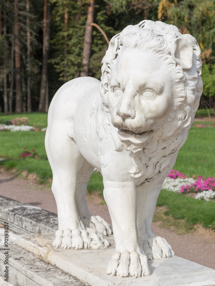 marble sculpture of a lion standing