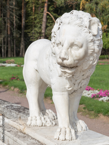 marble sculpture of a lion standing