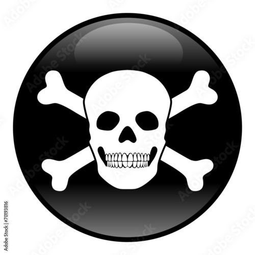 Schwarz-weißer, runder Gefahren-Button, Vektor, freigestellt