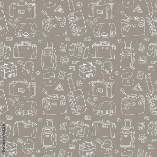 Suitcases. Seamless background.