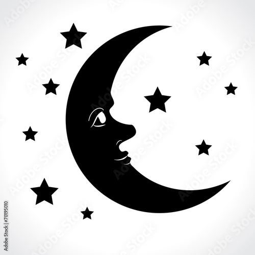 Moon icon isolated on white background.