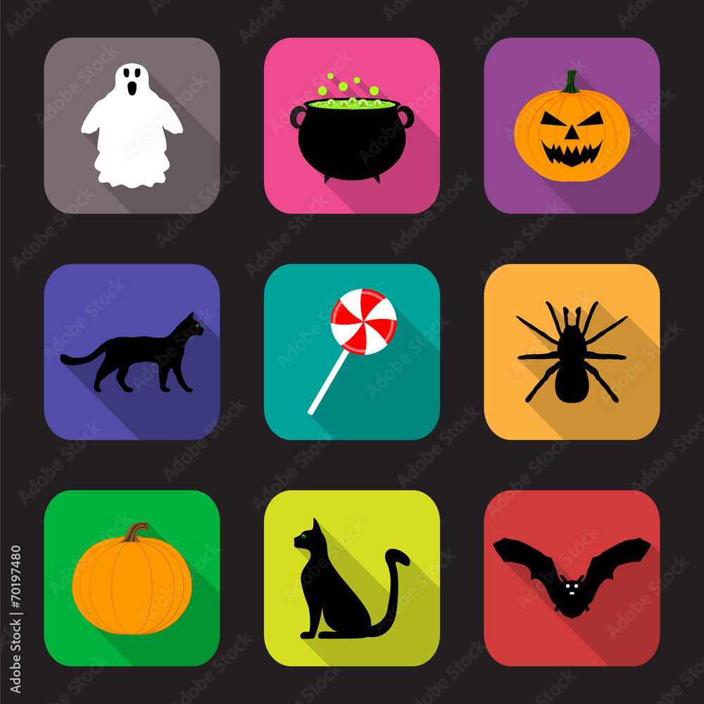 Fototapeta premium Flat design icons for Halloween