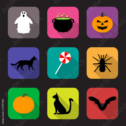 Flat design icons for Halloween