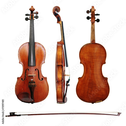 Wallpaper Mural Violin and bow on white background