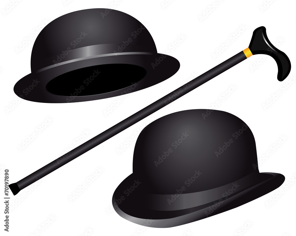 two hats and cane Stock Vector Adobe Stock