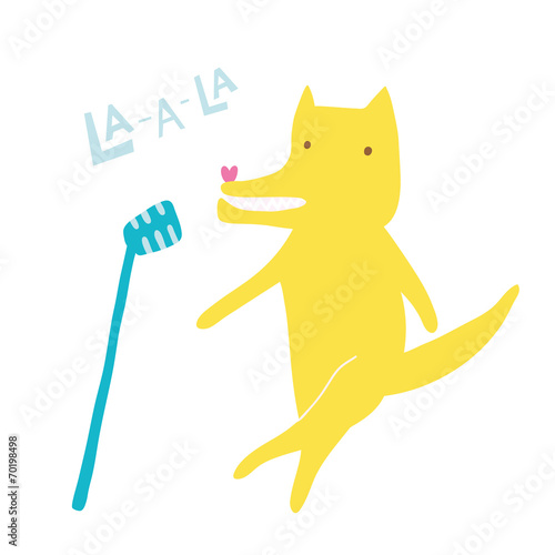 Cute illustration of dancing wolf