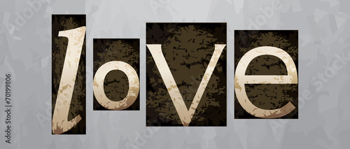 Vector love concept, vintage letterpress type