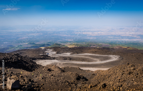 The path to the top of Mount Etna volcano