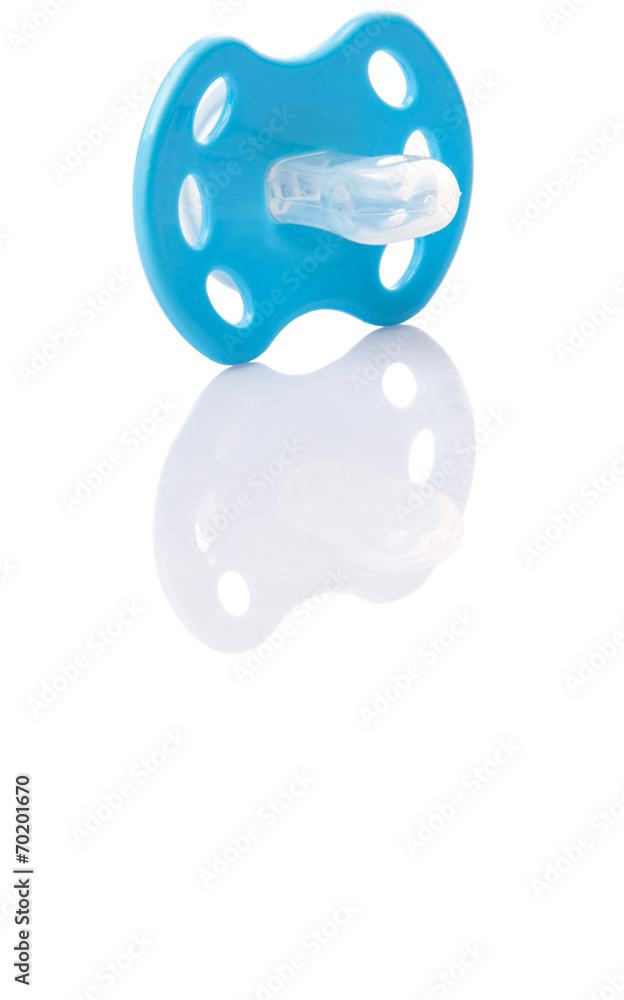 Blue pacifier over white background Blue pacifier over white background