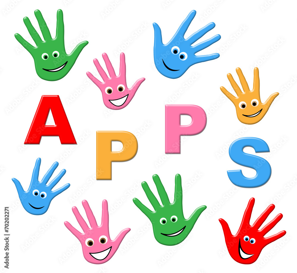 Fototapeta premium Kids Apps Means Application Software And Computing