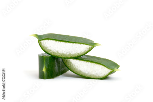 aloe vera fresh leaf. isolated over white