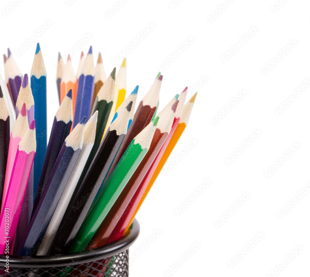 Colour pencils isolated on white background close up Colour pencils isolated on white background close up