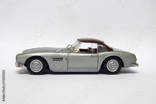 Classic Silver and Maroon Sports Car