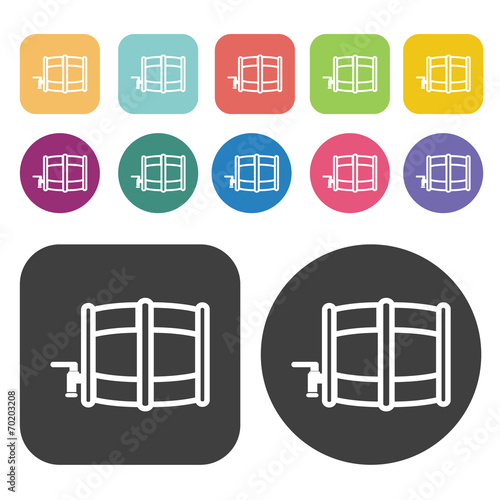 Jug of beer icons. Party beer set. Round and rectangle colourful