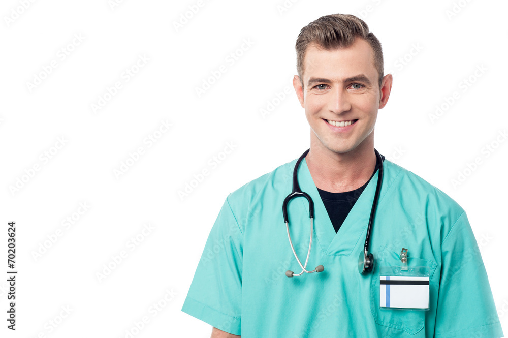 Young male physician isolated on white Young male physician isolated on white
