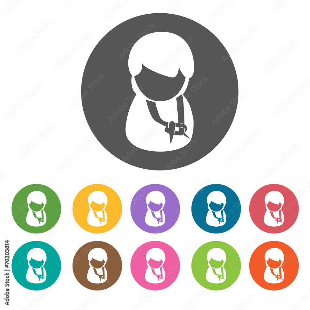 Girlscout avatar icons. Camping hiking set. Round colourful 12 b Girlscout avatar icons. Camping hiking set. Round colourful 12 b