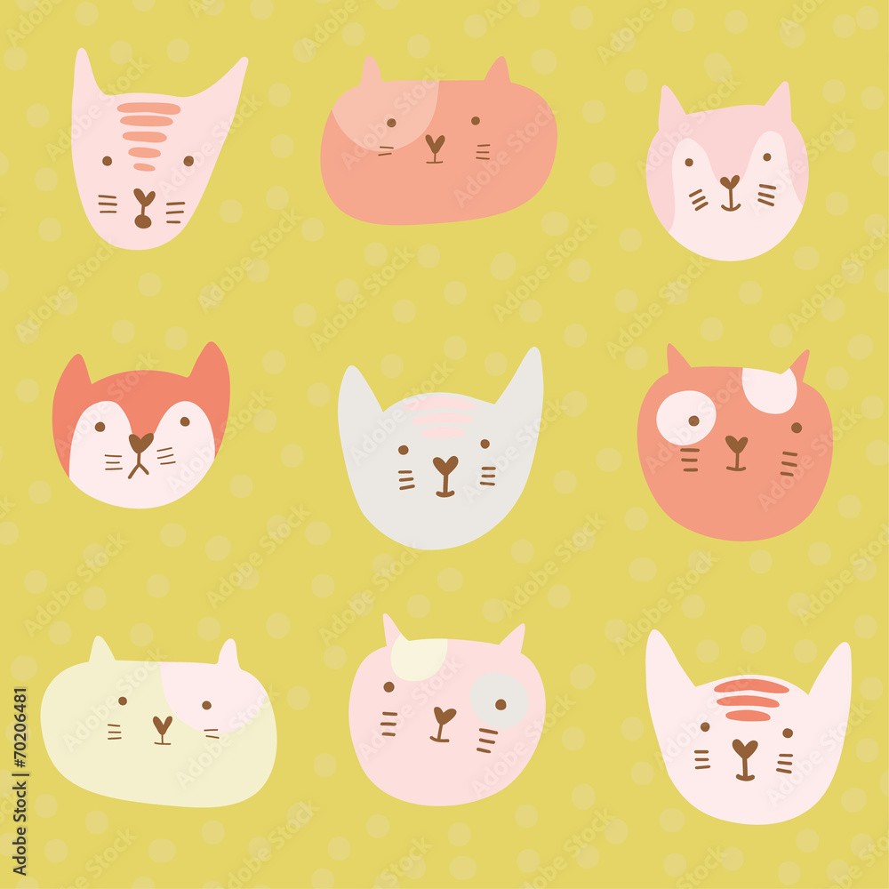 Cute childish pattern with cartoon cats Cute childish pattern with cartoon cats