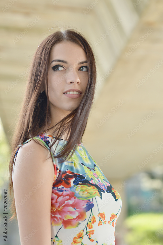 Naklejka premium woman with long beauty hair