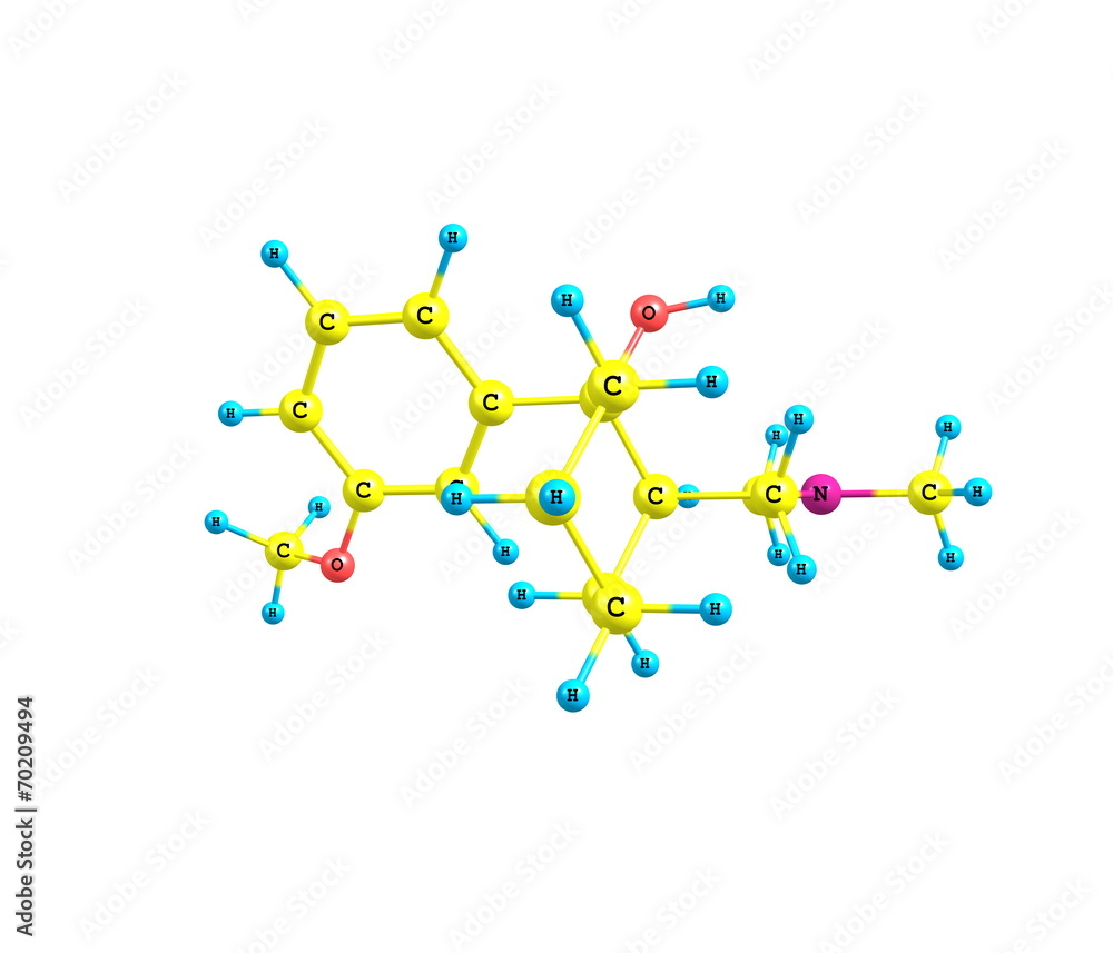 Tramadol molecule isolated on white Tramadol molecule isolated on white
