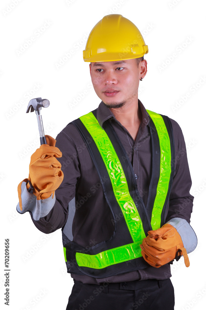 Asian engineer portrait. Isolated on white Asian engineer portrait. Isolated on white