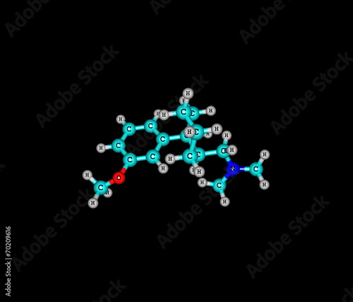 Tramadol molecule isolated on black