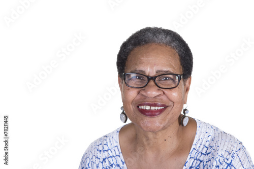 Older woman with glasses isolated