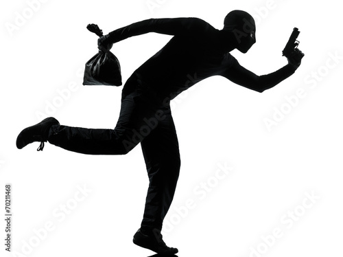Photo man thief criminal running silhouette