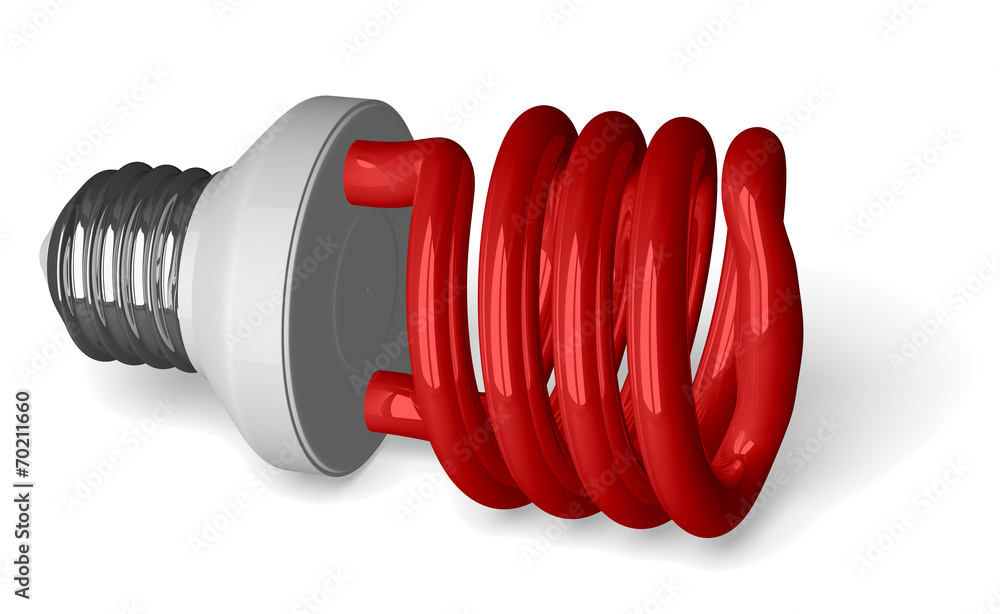Red spiral light bulb lying Red spiral light bulb lying