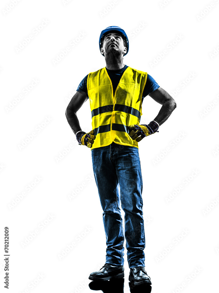 construction worker looking up safety vest silhouette construction worker looking up safety vest silhouette